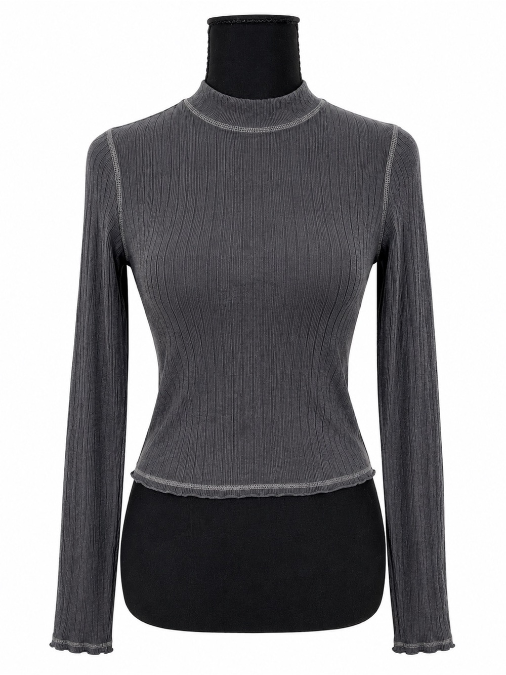 NWT American Eagle Outfitters Charcoal Ribbed Mock Neck Long Sleeve Top